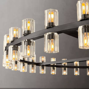 American 60" Retro Restaurant Big Led Round Chandelier Black Modern Brass Wagon Wheel Large Chandelier - Product Image 4