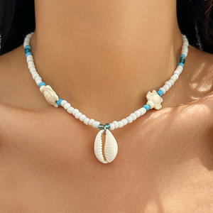 Collar tejido estrella de mar tortuga Concha colgante colorido collar de cuentas para mujeres Uionen 1388 - Product Image 1