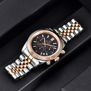 Benyar Men's Chronograph Quartz Watch Stainless Steel Band Blue Dial 100m Waterproof Calendar Feature S001 - Product Image 3