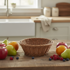 Stile europeo cesti di frutta rotondi in <span class=keywords><strong>Rattan</strong></span> <span class=keywords><strong>con</strong></span> <span class=keywords><strong>coperchio</strong></span> in plastica per l'organizzazione di ristorazione cucina - Product Image 2