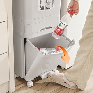 Cubo de Basura para Cocina con Tapa, Doble Capa, Gran Tamaño, Pedal, Separación de Residuos Secos y Húmedos, Plástico, Uso Interior - Product Image 2
