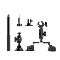 Kit de montage de voiture à triple ventouse support de caméra à bras magique de pare-brise extérieur à dégagement rapide avec adaptateur de caméra d'action