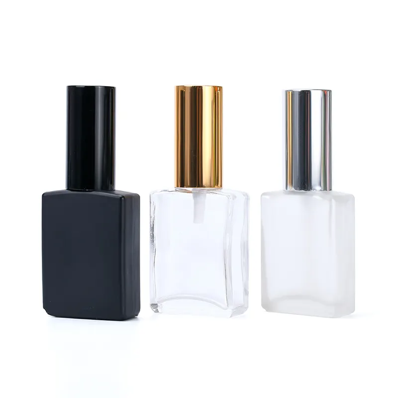 15ml 30ml 50ml 100ml vaporisateur en verre de parfum rectangulaire rose clair givré noir mat