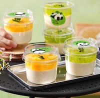 Gobelets en plastique PET transparents jetables pour aliments, 150 ml, 250 ml, boîte à gâteaux, yaourt, crème glacée, gelée, pudding, dessert, avec couvercles