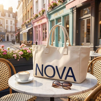 Sac fourre-tout personnalisé en toile de coton épaisse, réutilisable, pour la plage, les voyages et le shopping, avec logo imprimé sur mesure