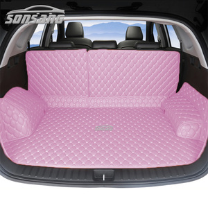 <span class=keywords><strong>Tappetini</strong></span> per Auto in Pelle Rosa Impermeabili con Motivo a Diamante - Product Image 5