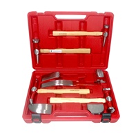 Kit de 9 marteaux et crochets de carrossier en acier au carbone avec manches en hickory et mallette de rangement pour la réparation de bosses de carrosserie automobile