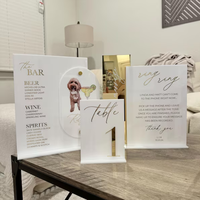 Numéros de table en acrylique blanc avec miroir doré 3D, décorations de mariage, numéros de table avec supports, numéros de table en acrylique avec miroir pour la décoration de mariage