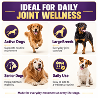 Complément alimentaire professionnel pour chiens, sous forme de bouchées molles, avec collagène de moules vertes et glucosamine pour la flexibilité et le confort des chiots