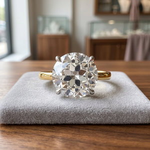 Bague de fiançailles élégante pour femme en or jaune 14K, sertie de diamants de laboratoire taille radiant, pavé à griffes, certifiée IGI, 4,07 carats - Product Image 5