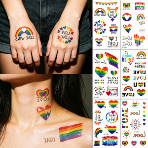 Tatuaggi Temporanei <span class=keywords><strong>Arcobaleno</strong></span> Pride in Offerta, Adesivi per Tatuaggi Stampati per Uomini e Donne, Viso, Corpo, Braccia, Vita - Product Image 4