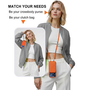 Étui de téléphone de luxe en cuir PU imperméable avec porte-cartes RFID magnétique et chargement sans fil, avec bandoulière, pour la vente en gros - Product Image 3