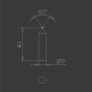 Calibrador de control de herramientas de torneado, 60 grados, 40 mm de longitud, 8 mm de diámetro - Product Image 2