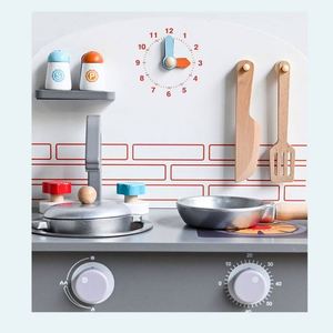 Cuisine en bois pour enfants, ensemble de jeu d'imitation avec cuisinière pour couper les aliments pour tout-petits - Product Image 2