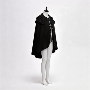 Cape gothique à lacets noire, costume de cosplay, Halloween, vampire, sorcier, chevalier, cape de jeu de rôle - Product Image 3