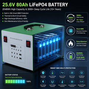 2000W Off Grid <b>Solar</b> System 25.6V 80Ah Battery 800W <b>Solar</b> Pure Sine Wave LED Light Speaker T2-PS-1000W <b>Solar</b> Energy Storage <b>200W</b> - Product Image 6