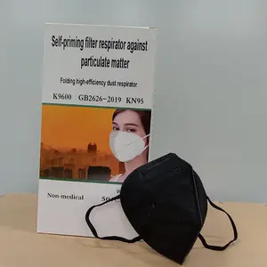 Maschera facciale portatile KN95 protezione a 5 strati confezione da 50 pezzi maschera facciale per adulti maschera facciale usa e getta Non tessuta nera prezzo di fabbrica