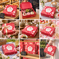 Boîte cadeau en carton alimentaire personnalisée, style japonais fleur de cerisier, pour mochi, pâtisserie, dessert, mariage, fête
