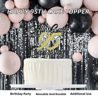 Décoration de gâteau d'anniversaire en carton noir et or scintillant allemand, « Tout le meilleur pour les 95 ans », 16x20cm, fournitures pour fête du 95e anniversaire