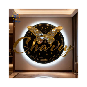 Azienda interna 3D logo della Reception Custom <span class=keywords><strong>Led</strong></span> segno di bordo luce in acrilico segno <span class=keywords><strong>Led</strong></span> in metallo oro retroilluminato <span class=keywords><strong>Led</strong></span> Business Sign - Product Image 1