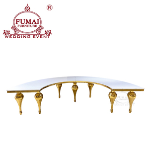 Serpentine/<b>Round</b> Mdf Top Banquet <b>Table</b> With <b>Gold</b> Frame For Wedding Events Hotel Furniture European Style Modern Design - Product Image 4
