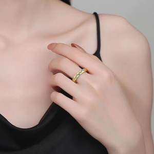 925 Sterling Silver Jewelry 18K Gold Plated Oval Zircon OPal <b>Finger</b> <b>Rings</b> for Women - Product Image 2