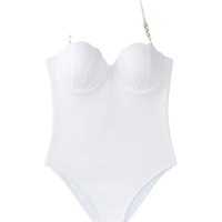 Nouveauté : Maillot de bain une pièce sexy pour femme, couleur unie, avec logo frontal, en Spandex/Nylon, texture premium