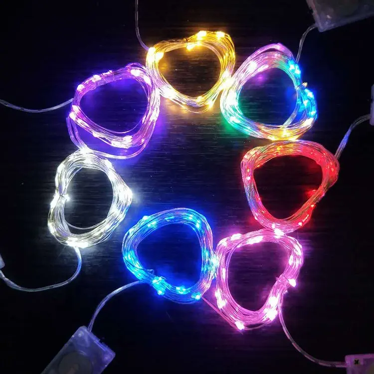 2M 20 LED מיני אור פיות מחרוזת אורות עמיד למים CR2032 כפתור מטבע יבש כסף נחושת חוט אדום סוללה מופעל חג המולד
