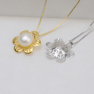 Accessoire DIY en argent S925 fait main, support creux pour perle de bague pour femme, 1282 - Ensembles de bijoux fantaisie, pendentif de boucle d'oreille ouverte - Product Image 3