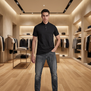 Chemises pour hommes à manches courtes en polyester/coton, respirantes, douces, anti-rides, avec logo brodé personnalisé, prix d'usine, ODM - Product Image 3