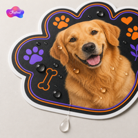 Stiker Hewan Peliharaan Custom Die Cut 3 Inch Vinyl Matte Stiker Grafis Anjing Golden Retriever untuk Kemasan Hadiah Stiker Die Cut