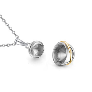 Collier personnalisé en acier inoxydable avec pendentif Cendres de planète et chaîne en bambou pour chats et chiens, collection de dents en flacon creux - Product Image 3