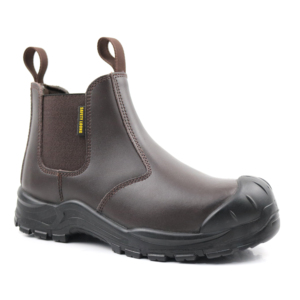 Bottes de sécurité <span class=keywords><strong>Chelsea</strong></span> en cuir véritable imperméables et antistatiques avec embout en acier marron - Product Image 1