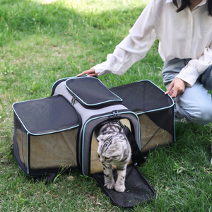Transportines para perros con cremalleras para gatitos 2 lados Transportín para gatos expandible Aprobado por la aerolínea Transparente Transpirable Espacio de viaje - Product Image 1