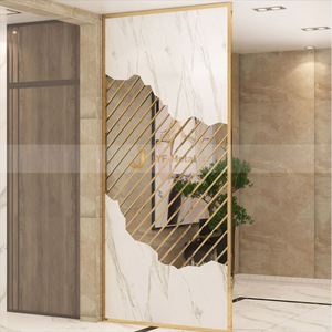 Biombo Decorativo Móvil Translúcido de Acero Inoxidable, Impermeable y Resistente a la Oxidación, Diseño Personalizable para Hoteles, Pasillos y Salones de Banquetes - Product Image 6