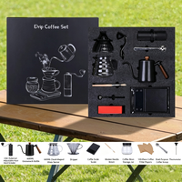 Kit complet pour café filtre 600 ml avec bouilloire à bec de cygne, pot de service en verre et moulin à café