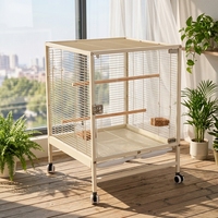 Cage à oiseaux en métal transparente à vue complète, anti-évasion, sur roulettes, facile à nettoyer, pour magasin d'animaux d'intérieur, FBA