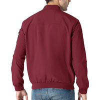 Blouson bomber pour homme, couleur bordeaux, fermeture éclair, coupe-vent, style décontracté, 100% polyester, col montant, coupe régulière, vêtement d'automne