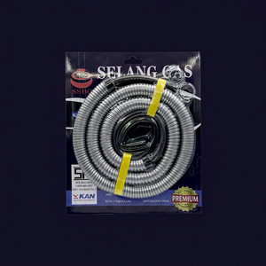 สายแก๊ส SSBO สีเงิน ทนทาน 2 ชั้น ยาว 1.8 เมตร พร้อมปลอกหุ้ม ป้องกันการรั่วซึมเป็นพิเศษ สำหรับใช้ในครัวเรือน - Product Image 1
