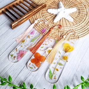 Marcapáginas <span class=keywords><strong>de</strong></span> resina personalizado, flor seca real prensada, marcapáginas hecho a mano, regalo para ella - Product Image 3
