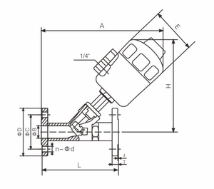 SS304 khí nén mặt bích góc van DN15 ~ DN80 chịu nhiệt độ cao y-loại shut-off van hơi van điều khiển khí nén - Product Image 5