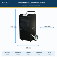 Déshumidificateur commercial automatique 158 L/jour avec écran tactile pour salles de culture, couverture de 1200 à 1500 pieds carrés