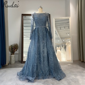 Ruolai LWC8011เดรสลูกไม้<span class=keywords><strong>แขน</strong></span>ยาวประดับลูกปัดทรงตัก<span class=keywords><strong>ชุด</strong></span>เดรสงานปาร์ตี้<span class=keywords><strong>ราตรี</strong></span><span class=keywords><strong>ยาว</strong></span>คลุมทั้งตัวหรูหรา - Product Image 1