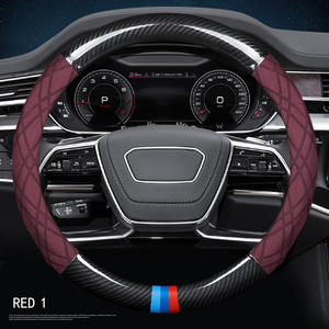Cubierta del <span class=keywords><strong>volante</strong></span> del coche de gamuza negro de fibra de carbono de cuero <span class=keywords><strong>para</strong></span> <span class=keywords><strong>Seat</strong></span> <span class=keywords><strong>Leon</strong></span> 2013-2020 Ibiza Alhambra Arona Ateca Tarraco Toledo - Product Image 3