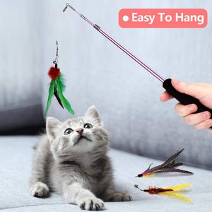 Jouet interactif pour chat avec plume de faisan perlée et clochette, bâton de chaton, griffoir et plume de feu - Product Image 5