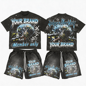 Survêtements d'été personnalisés avec logo, impression numérique, ensemble court 2 pièces, t-shirt à manches longues pour homme et ensemble short - Product Image 2