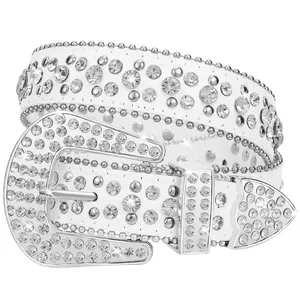 Bambini adolescenti vendita calda di lusso con borchie di cristallo cinture di strass diamante cinture lucide per bambini cinture di design Cowboy