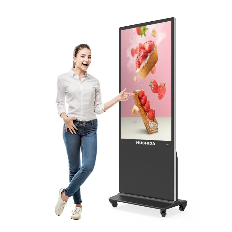 49 55 65 Led LCD 포스터 슈퍼마켓 광고 놀이 장비 터치 스크린 토템 디지털 디스플레이 스탠드 광고