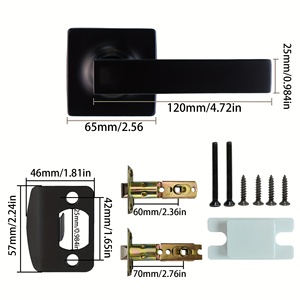 Maniglia per porta interna moderna quadrata da 3/6 pezzi, maniglia per porta <span class=keywords><strong>di</strong></span> <span class=keywords><strong>passaggio</strong></span> per mano destra/sinistra, finitura nera opaca (senza chiave) Serrature per cancelli - Product Image 3