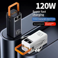 Batterie externe multi-ports à charge ultra-rapide, grande capacité, avec chargeur intégré, en plastique, 80000 mAh, 22,5 W, lampe torche LED